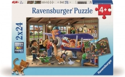 Ravensburger puzzle staň sa opravárom lietadiel a vlakov 2x24 dielikov
