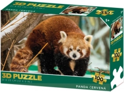 3D puzzle panda červená 100 dielikov
