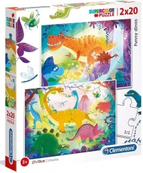 Puzzle 2×20 Super Color – vtipní dinosauri