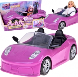 Fialový športový kabriolet pre bábiky pre 2 bábiky