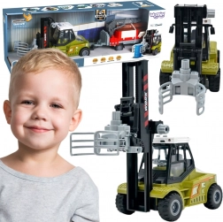 Woopie vysokozdvižný vozík s kliešťami a prívesom so svetlami a zvukmi