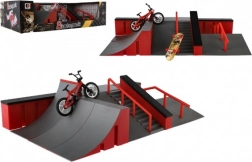 Prstový skatepark set s rampami, BMX bicyklom a skateboardom