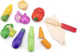 Drevená sada na krájanie zeleniny s košíkom