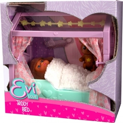 bábika Evi Love s postieľkou a svietiacimi hviezdičkami