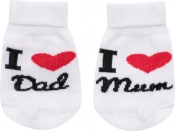 Detské bavlnené ponožky I Love Mum & Dad biele (veľ. 62, 3–6 mesiacov)