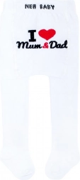 bavlnené pančucháče New Baby biele I Love Mum and Dad 68 (4–6 m)