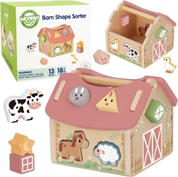 woopie green drevený farma sorter tvarov a farieb, 13 dielov