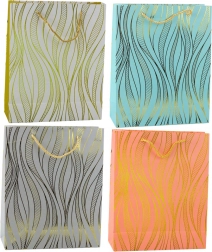 Darčeková papierová taška so zlatými vlnkami 32 × 26 × 12 cm