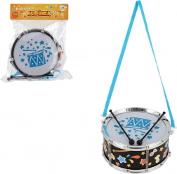 Plastový bubienok s popruhom a paličkami 23 × 10 cm