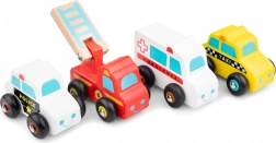 Súprava drevených záchranárskych vozidiel pre deti