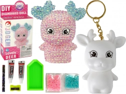 Kreatívna sada DIY ružový diamantový sob 3D prívesok s kryštálmi