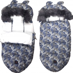 Zimný fusak do kočíka a sánok s kapucňou z kožušinky 100 cm