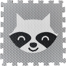 Penená puzzle podložka pre deti s mývalom – svetlosivá