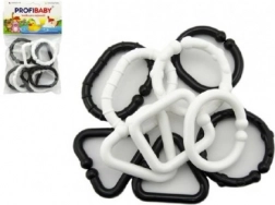 Plastové čiernobiele tvary – reťaz pre bábätká, 10 ks