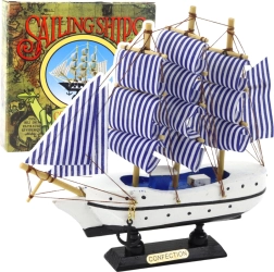 Dekoratívny model plachetnice bielo-modrý 18x17 cm