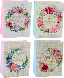 Darčeková Taška Kvetinové Vzory Best Wishes 23 x 18 x 10,5 cm