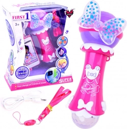 Detský karaoke mikrofón s nahrávaním a MP3 – Ružová