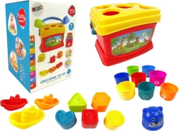 Vzdelávacie vedierko s pohárikmi, pyramídou a lodičkami