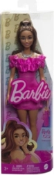 barbie modelka v ružových šatách s volánmi