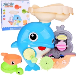 veselý delfín – kúpace hračka s loďkou a tučniakmi