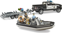 BRUDER policajný pick-up RAM s člnom a dvoma figúrkami