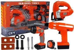 Detská sada náradia s aku vŕtačkou, priamočiarou pílou a baterkou – 12 dielov