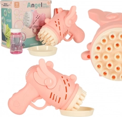 Ružová pištoľ na bubliny s krídlami