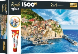 Sada puzzle Manarola, Ligúria, Taliansko 1500 dielikov s lepidlom