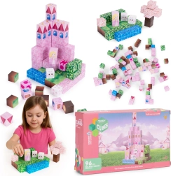 Magnetické stavebné kocky 96 ks – ružový zámok s princeznou