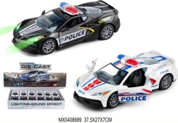 Kovové policajné autíčko 1:32 so svetlami a spätným natiahnutím