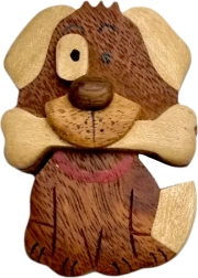 Drevená magnetka psík s kosťou – veľká