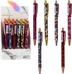 Kovové automatické pero s leopardím vzorom, modrý atrament 1,0 mm