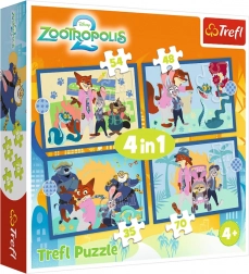 Puzzle 4 v 1 Zootropolis plný dobrodružstiev DISNEY Zootropolis 2