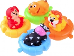 Gumené zvieratká na plávajúcich puzzliach