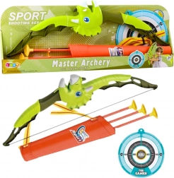 Zelený luk Dinozaur so šípmi s prísavkami a terčom