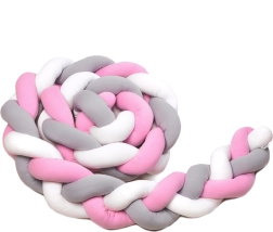 Pletený mantinel T-TOMI 360 cm biely, šedý a ružový