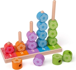 Drevené nasadzovanie farebných kvietkov BIGJIGS