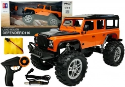 RC auto LAND ROVER Defender 1:14 – oranžové terénne auto na diaľkové ovládanie 4x4
