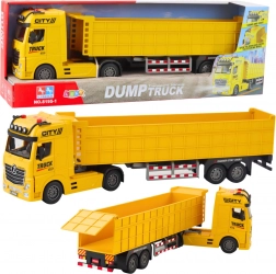 Žlté nákladné prepravné autíčko s prívesom a zvukovými efektmi