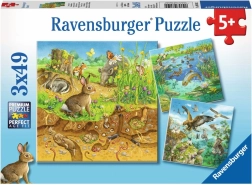 Puzzle Zvieratká vo Svojich Domovoch 3x49 Dielikov