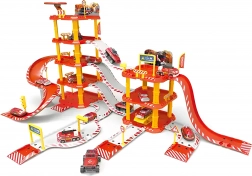 Veľká hasičská garáž, 4 podlažia, čerpacia stanica, 100 prvkov