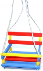 Drevená farebná hojdačka so zábranou