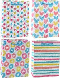 Farebná darčeková taška srdcia, hviezdičky, bodky, pruhy