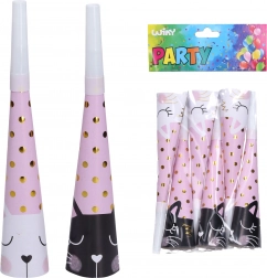 Párty trúbky s motívom mačka 20 cm