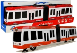 Kĺbový autobus so zotrvačníkom červený