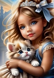 Diamantové maľovanie Dievča s mačkou 30x40cm