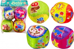 Súprava mäkkých farebných loptičiek Vzdelávacie hrkálky 4 ks.