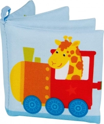 Bavlnená šuštivá knižka s píšťalkou vláčik