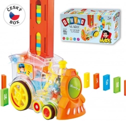 Transparentná lokomotíva s dominom a svetlom pre deti