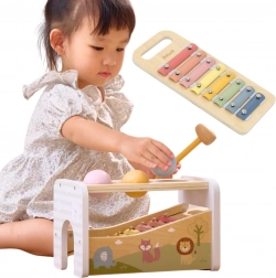 viga drevená vyťukávacia lavica a xylofón 2v1